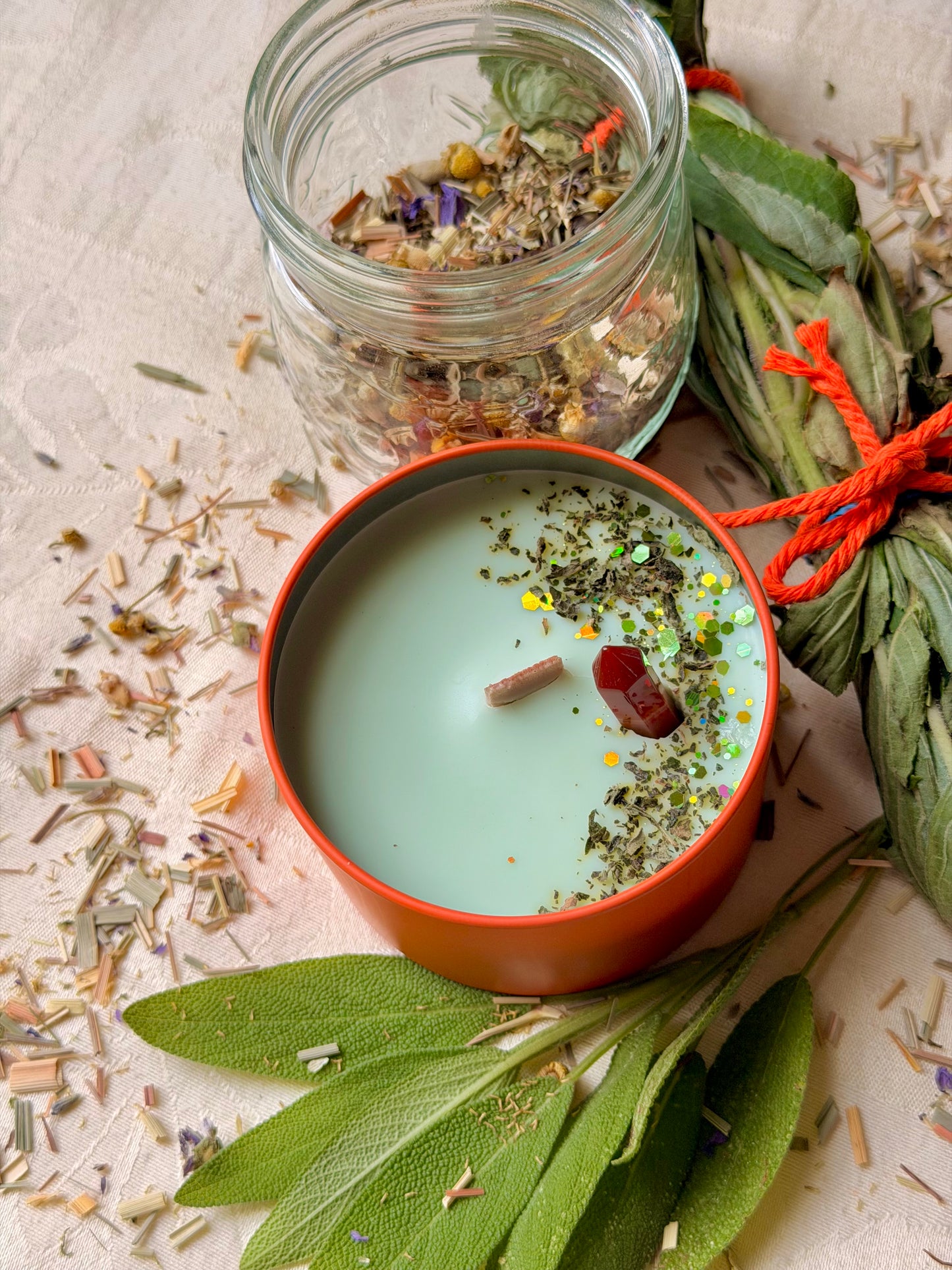 Wood Wick Soy Candle - Cucumber Vine & Basil Scented - The Herb Keeper
