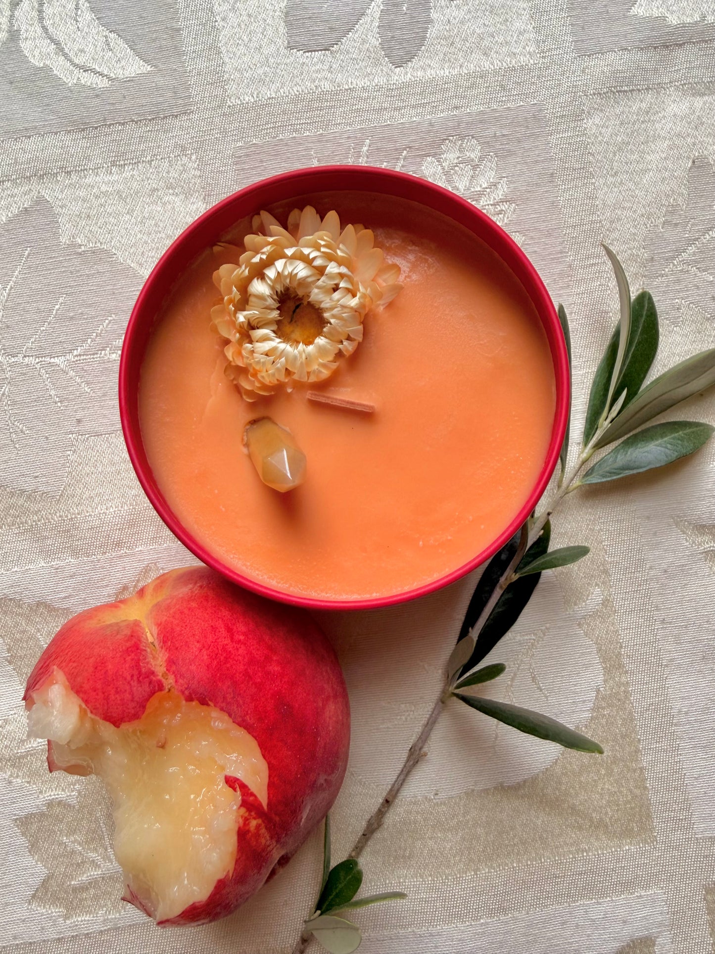 Wood Wick Soy Candle - Peach & Mango Scented - The Sun-drenched Orchard