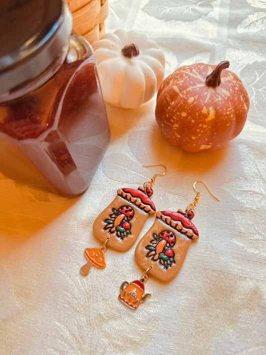 Autumn Witch - Mushroom Jam Jar Earrings