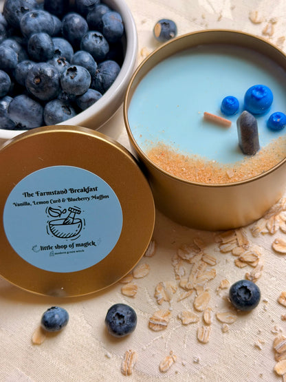 Wood Wick Soy Candle - Blueberry & Lemon Muffin Scented - The Farmstand Breakfast