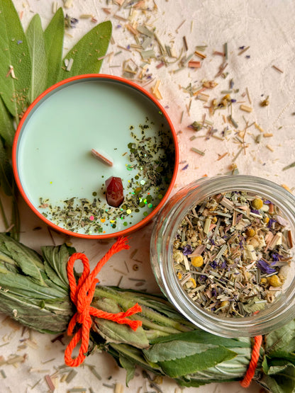 Wood Wick Soy Candle - Cucumber Vine & Basil Scented - The Herb Keeper