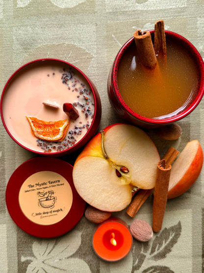 Wood wick soy Candle - The Mystic Tavern - Spiked Cider and Warm Apple Scented