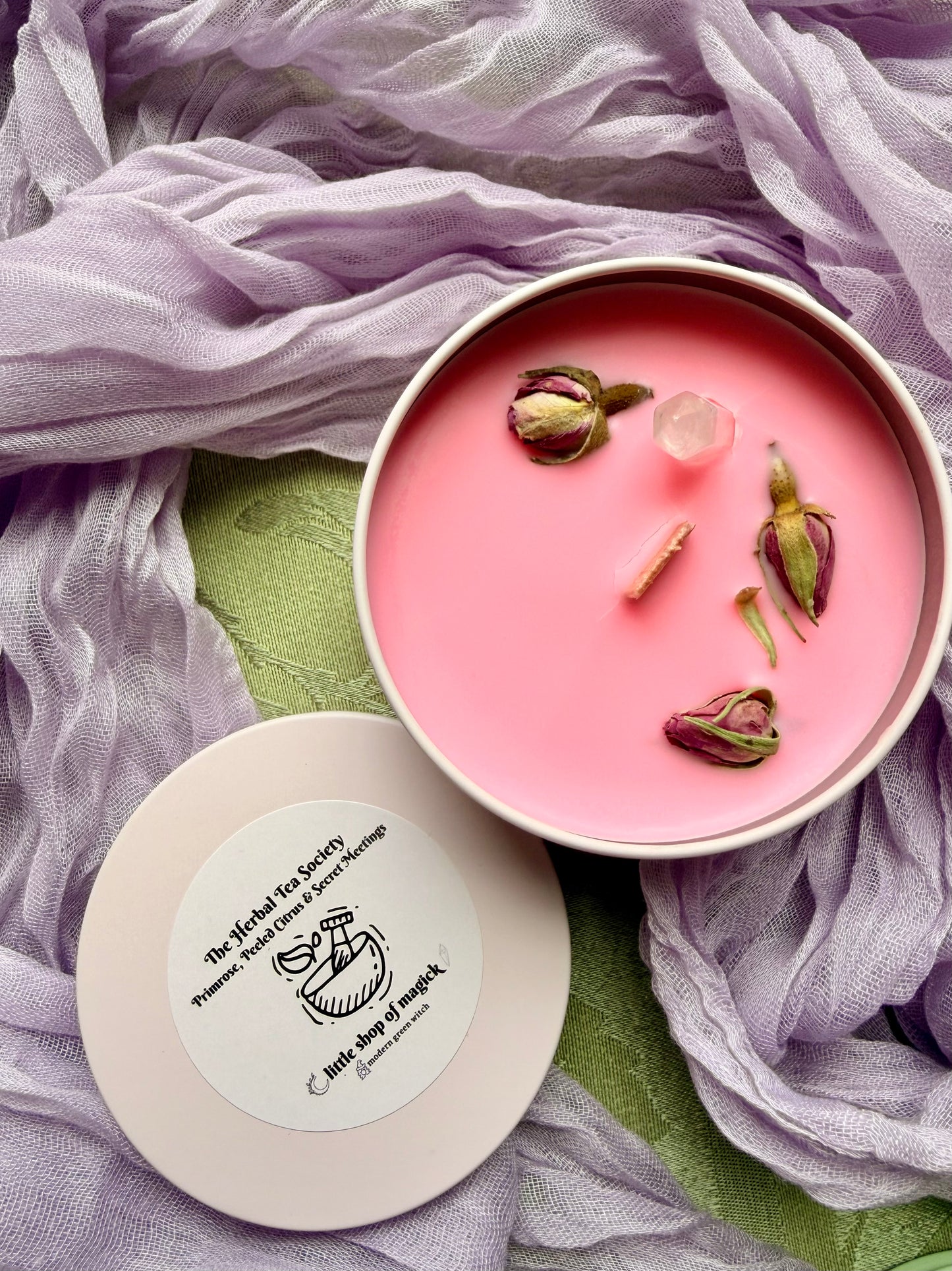 Wood Wick Soy Candle - Primrose & Citrus Scented - The Herbal Tea Society