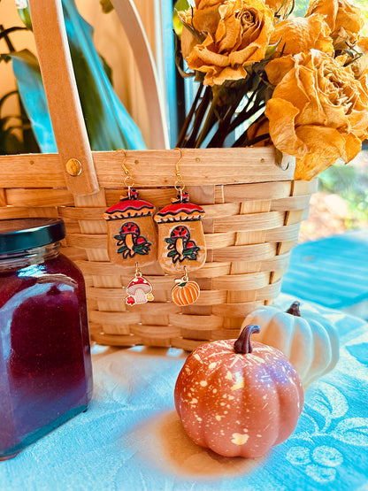 Autumn Witch - Mushroom Jam Jar Earrings