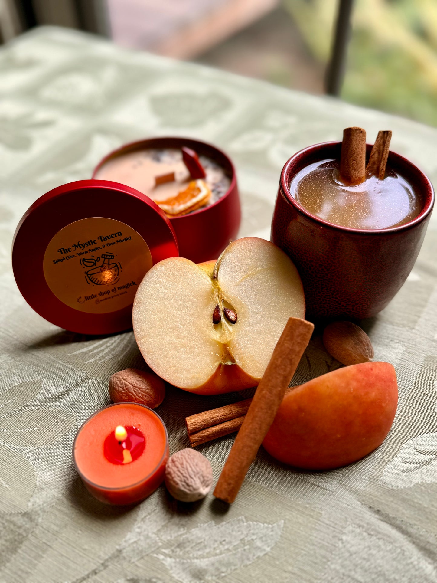 Wood wick soy Candle - The Mystic Tavern - Spiked Cider and Warm Apple Scented