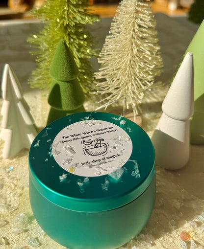 Wood wick soy Candle - The White Witch’s Wardrobe - Frasier Fir and Snow Scented