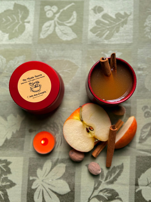 Wood wick soy Candle - The Mystic Tavern - Spiked Cider and Warm Apple Scented