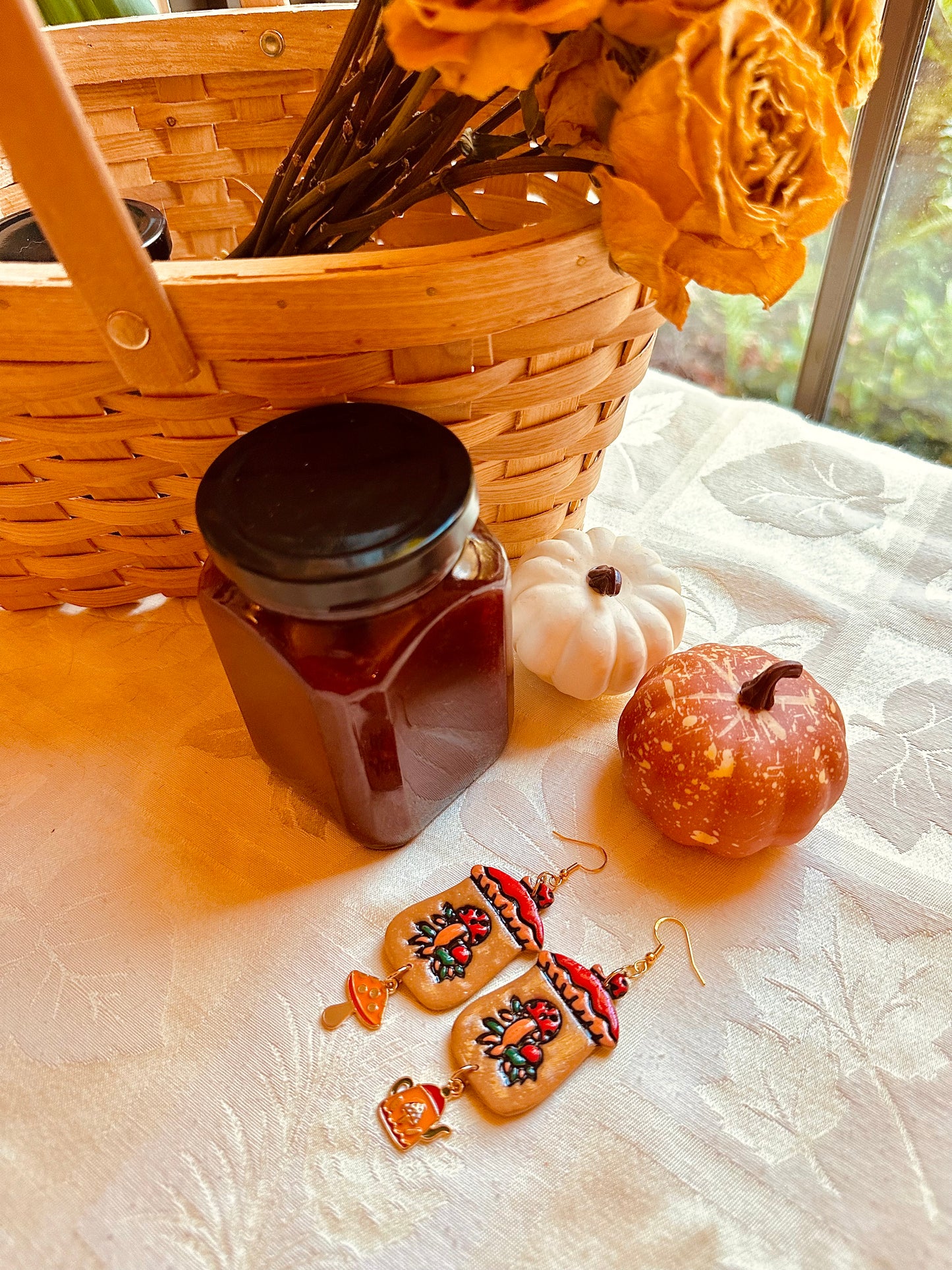 Autumn Witch - Mushroom Jam Jar Earrings