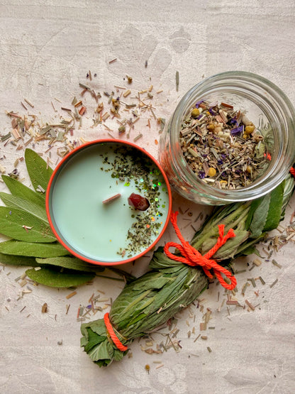 Wood Wick Soy Candle - Cucumber Vine & Basil Scented - The Herb Keeper