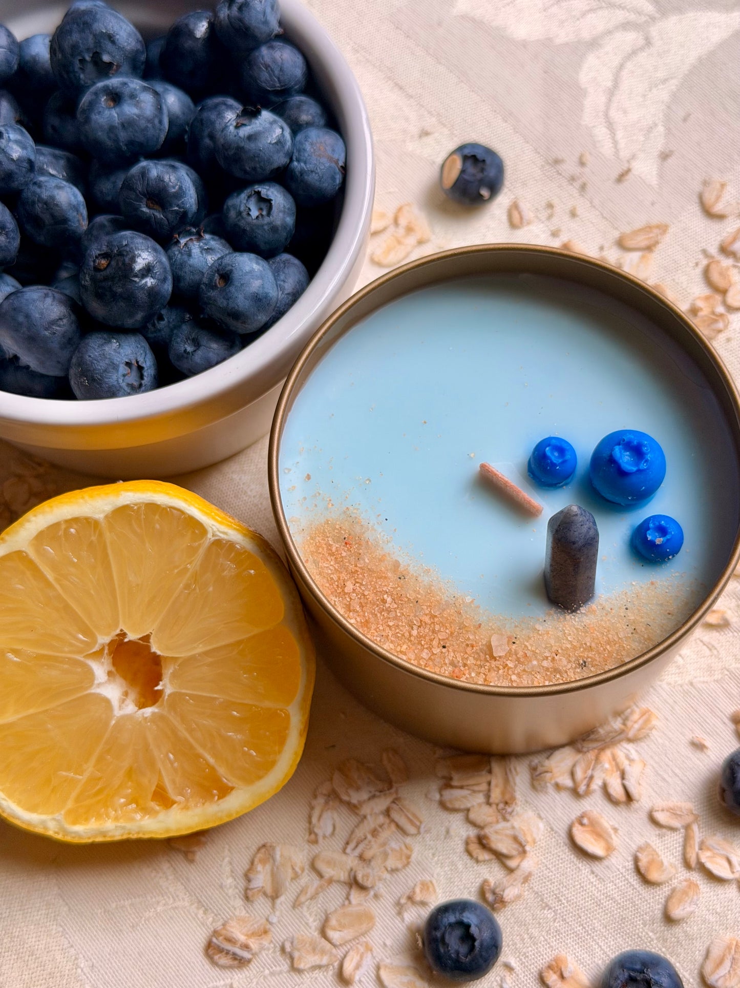 Wood Wick Soy Candle - Blueberry & Lemon Muffin Scented - The Farmstand Breakfast
