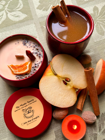 Wood wick soy Candle - The Mystic Tavern - Spiked Cider and Warm Apple Scented