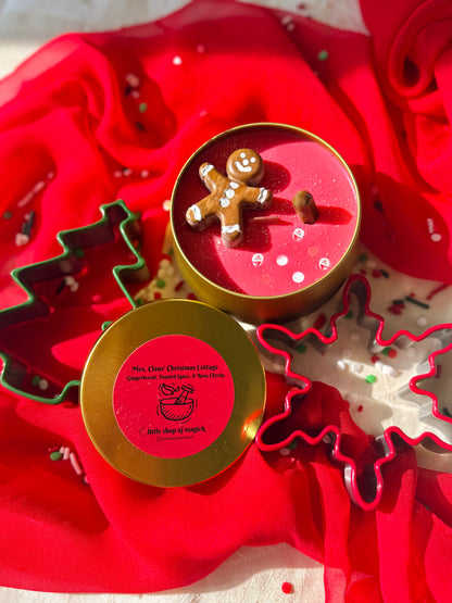 Wood wick soy Candle - Mrs. Claus’ Christmas Cottage - Gingerbread and Brown Sugar Scented