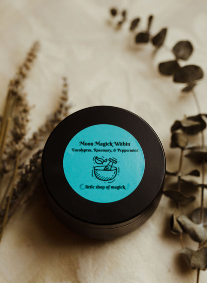 Wood wick soy Candle - Moon Magick Within - Eucalyptus Scented