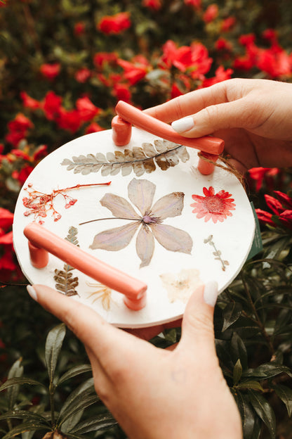 Pink Flower Pressed Tray - Crystal Altars