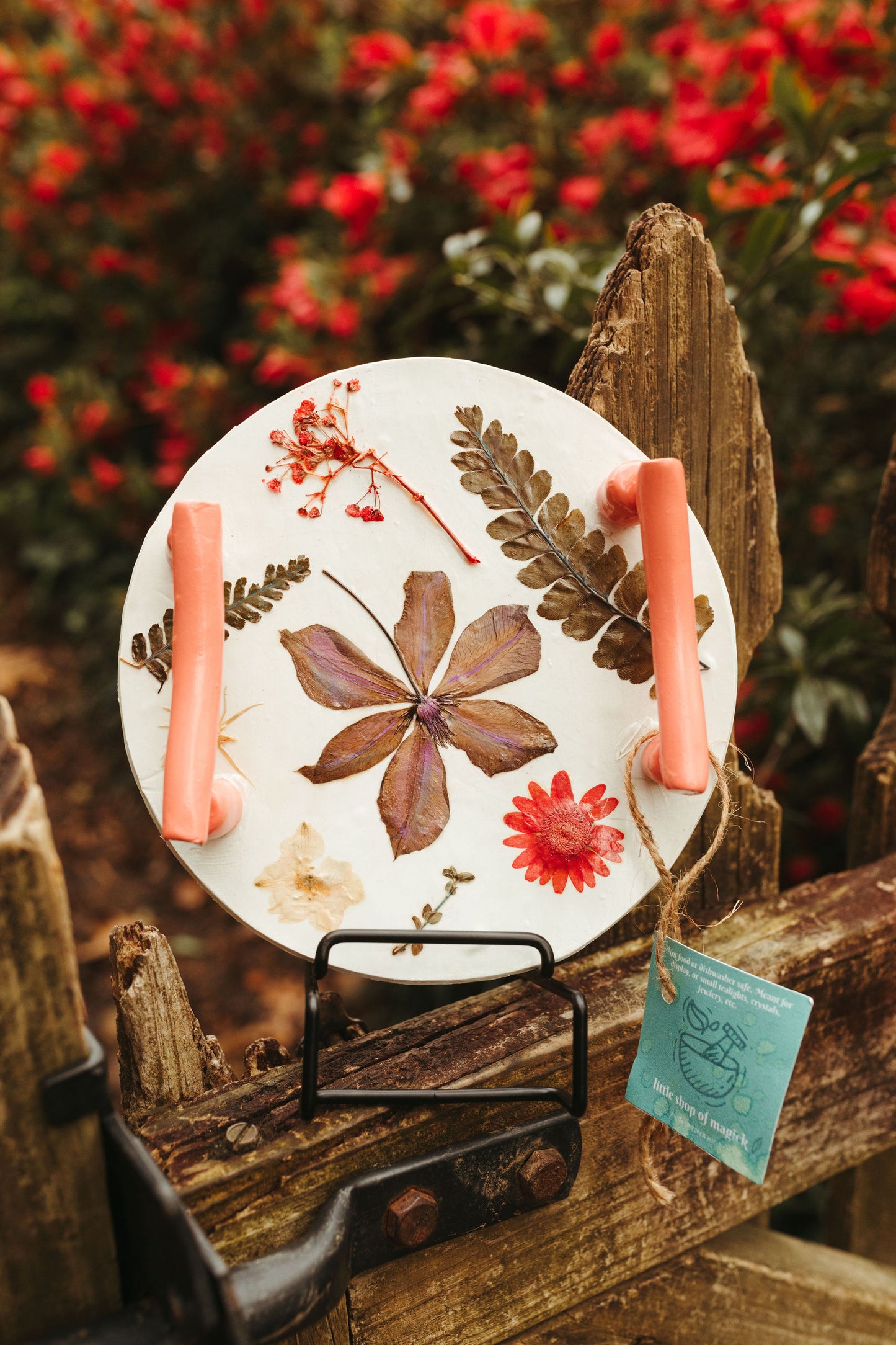 Pink Flower Pressed Tray - Crystal Altars