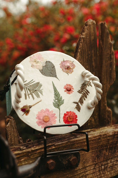 White Flower Pressed Tray - Crystal Altars