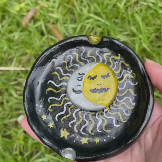 Polymer Clay Ashtray - Sun and Moon Ashtray - Gifts for Astrology Lovers - Intergalactic Vibes